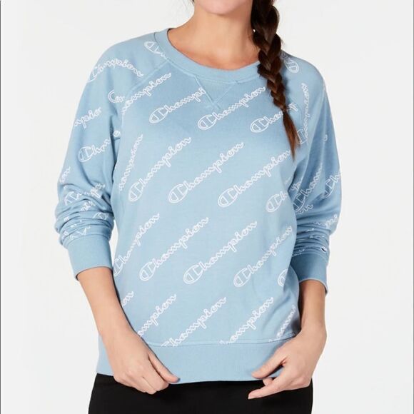 Champion womens French terry sweatshirt cornflower teal - Picture 7 of 7